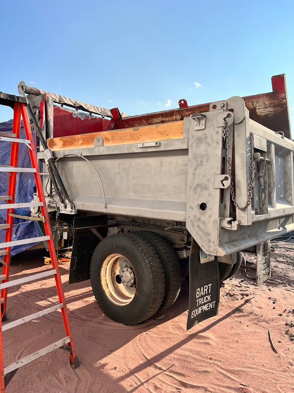 media blasting dump truck